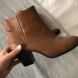 Brown heeled booties